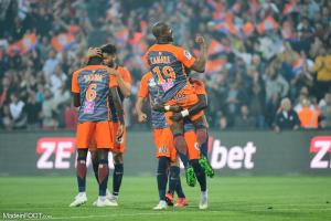 Les joueurs de Montpellier célébrant un but
